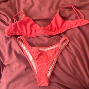 coral mismatched bikini set